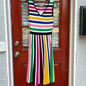 Boden fit and flare striped knit dress